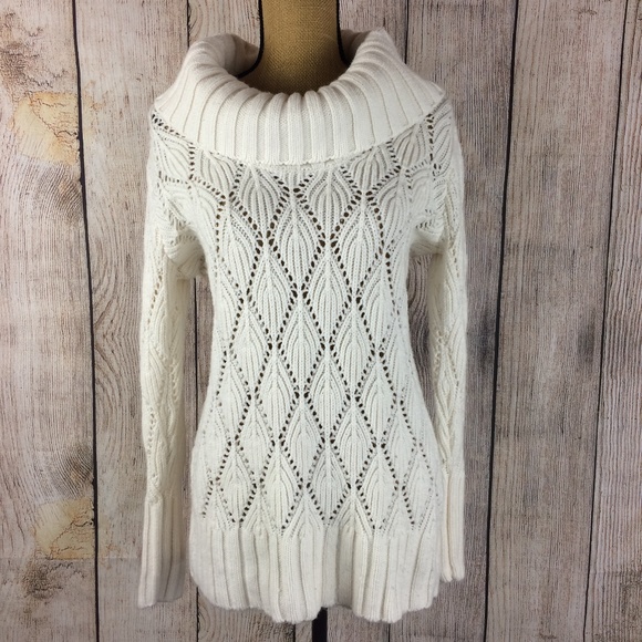a.n.a Sweaters - *SOLD* A.N.A. Off White Cowl Neck Knit Sweater Sz L